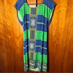 Laundry by Shelli Segal Womens Sleeveless Blue & Green Size L Colorful Dress